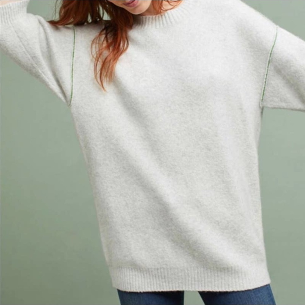 ANTHROPOLOGIE MOTH DEMPSEY GRAY PULLOVER SWEATER sz S Oversized